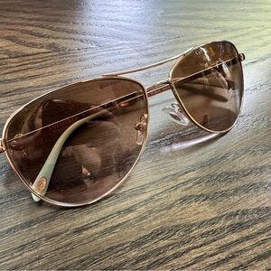 Tiffany & Co. Gold and Brown Aviator Sunglasses TF 3044